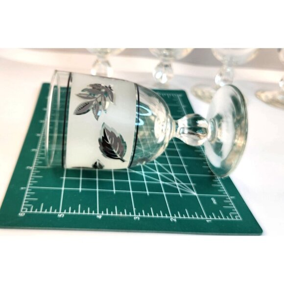 Libbey Frosted Silver Leaves Goblets Mint Condition Set Of 6 Vintage - Picture 2 of 13